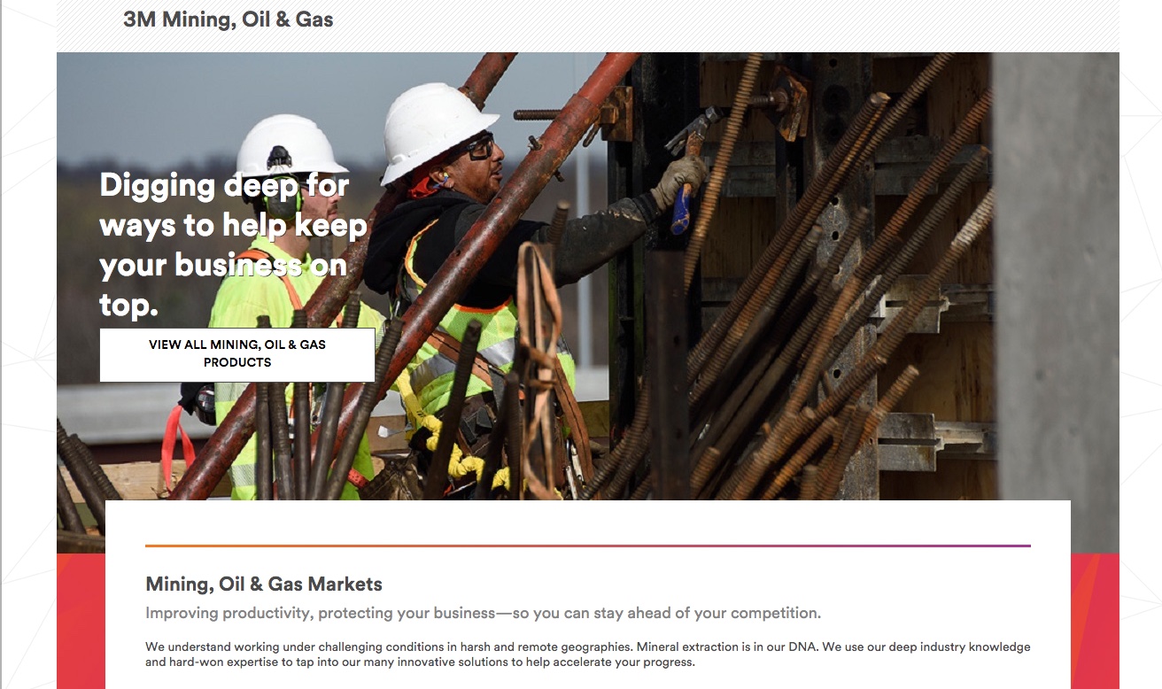 3M Mining, Oil & Gas division page