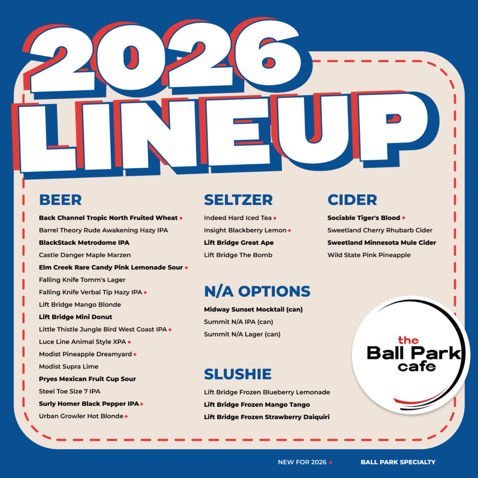 The 2026 tap lineup